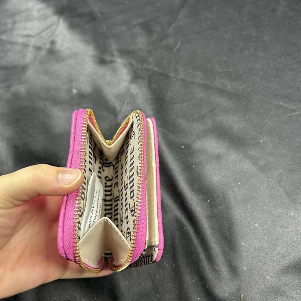 Juicy Couture Hot Pink Wallet w/ Charm Zip Around Card Holder Y2K